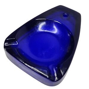 Vintage Art Deco Cobalt Blue Glass Trinket Tray / Ashtray- part